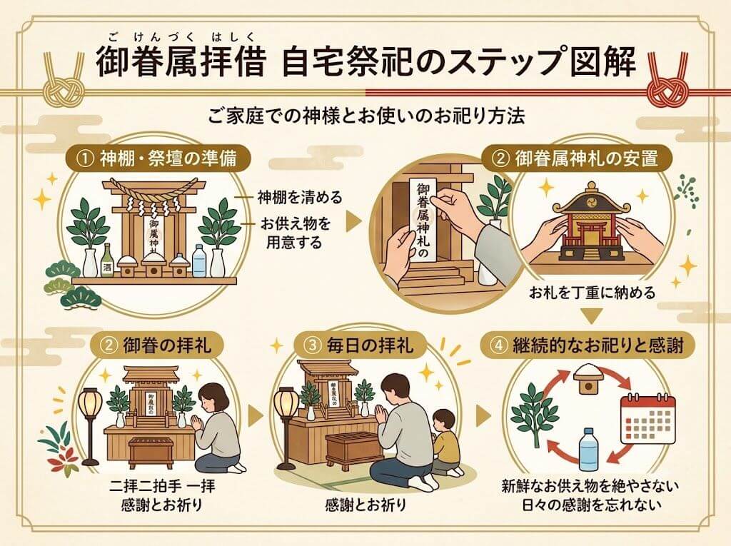 御眷属拝借 自宅祭祀ステップ図解で表現